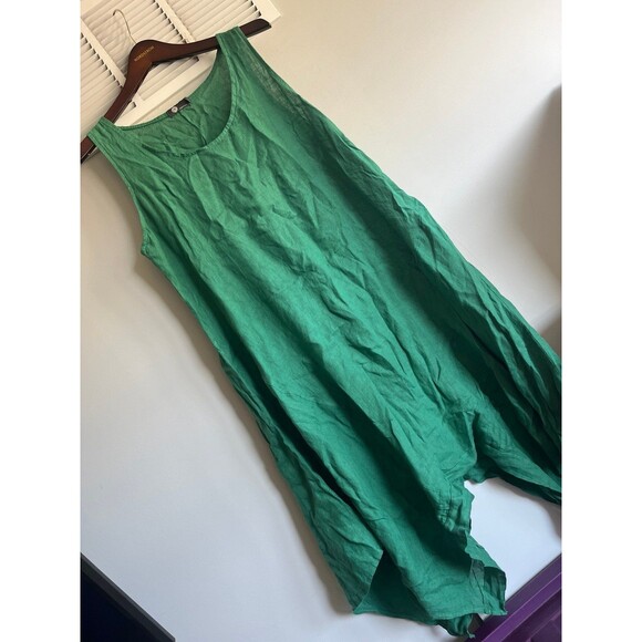 M Made in Italy 100% Linen Dress Green XL - Picture 5 of 7